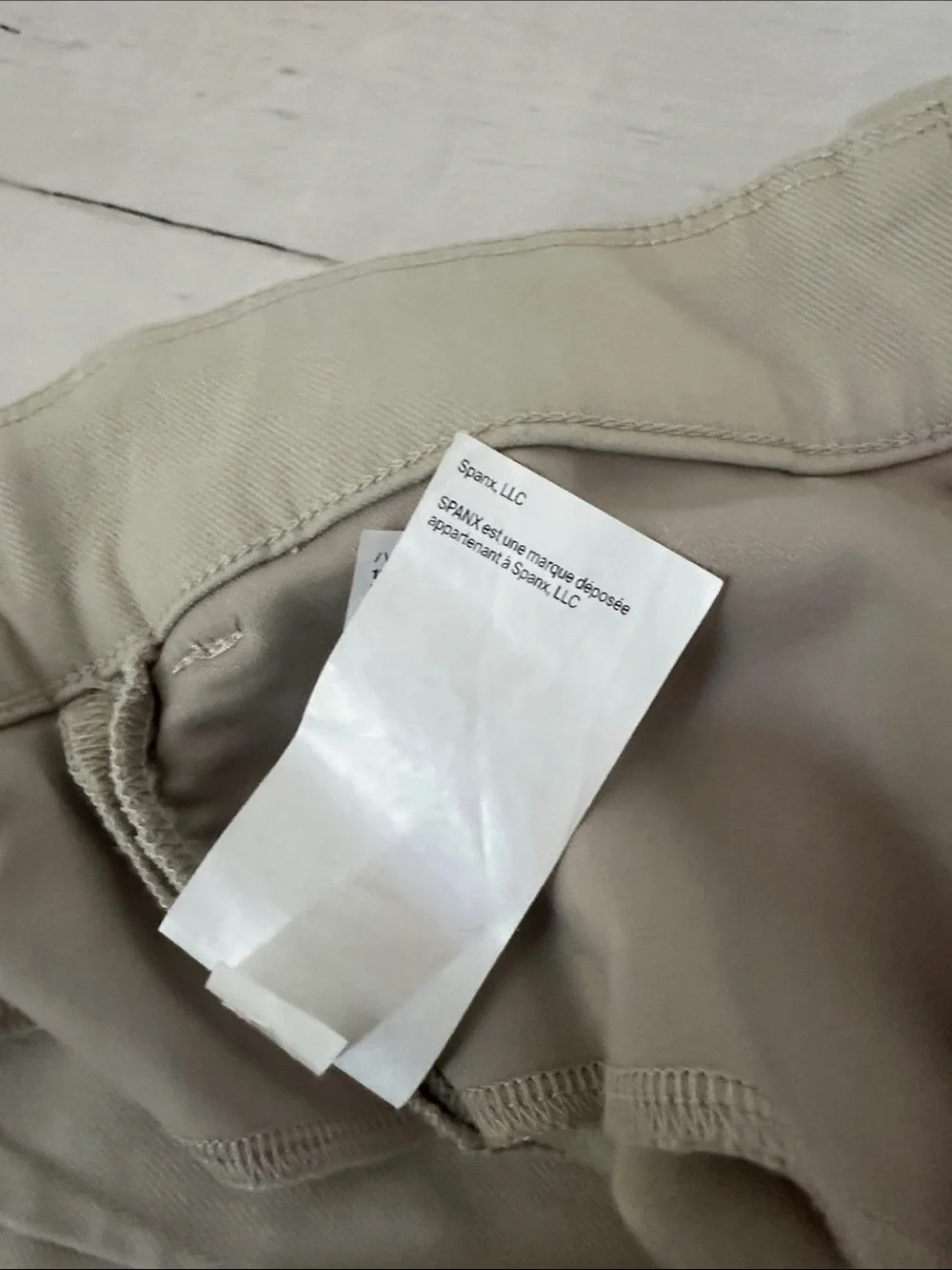 SPANX Stretch Twill Patch pocket Wide Leg High-Rise Pants in light khaki